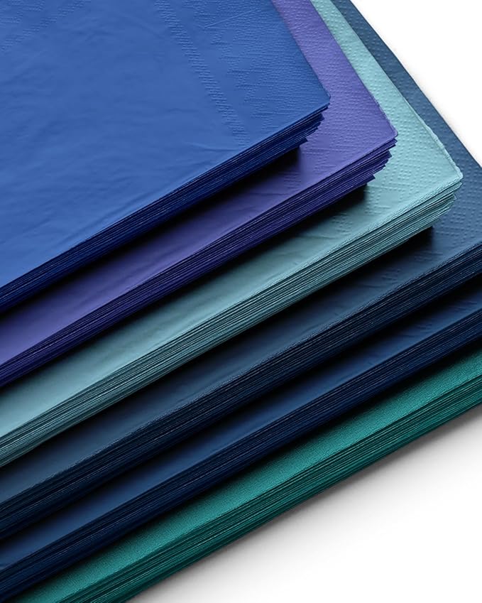 qiqee Blue Paper Napkins 13 * 16inch Guest Paper Disposable Towels Napkin Paper Hand Towels for Wedding, Dinner, Birthday Party, Dessert Cocktail ＆ Kitchen Napkins（ 120 Count）