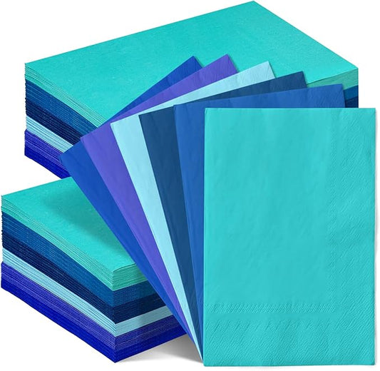 qiqee Blue Paper Napkins 13 * 16inch Guest Paper Disposable Towels Napkin Paper Hand Towels for Wedding, Dinner, Birthday Party, Dessert Cocktail ＆ Kitchen Napkins（ 120 Count）