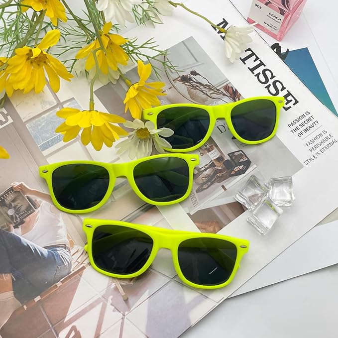 Pibupibu Neon Colors Party Favor Supplies Unisex Sunglasses Pack of 8