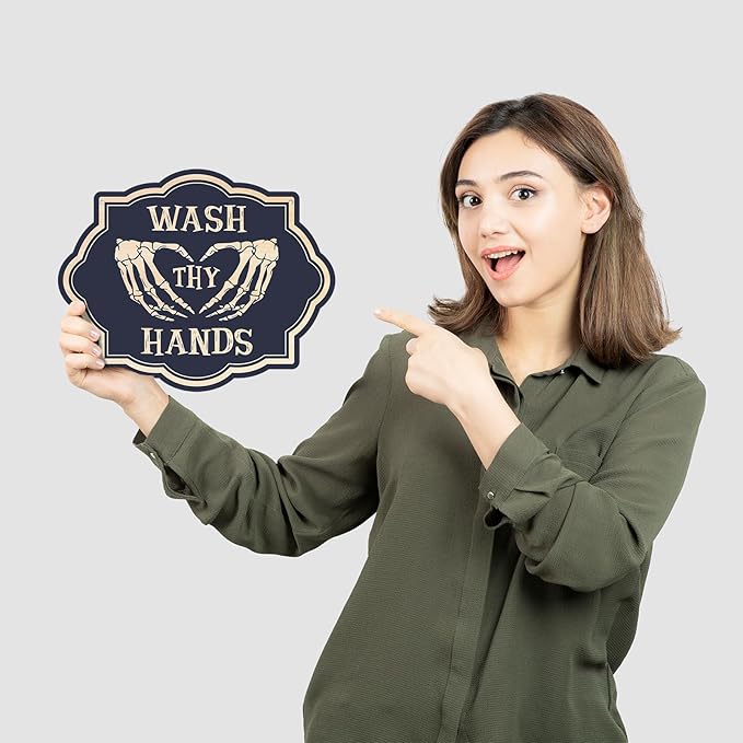Funny Wash Your Hands Bathroom Sign Wash Your Hands Sign Bathroom Decor, Humorous Wall Hanging for Restrooms & Apartments - 8 x 10 Inches - A08