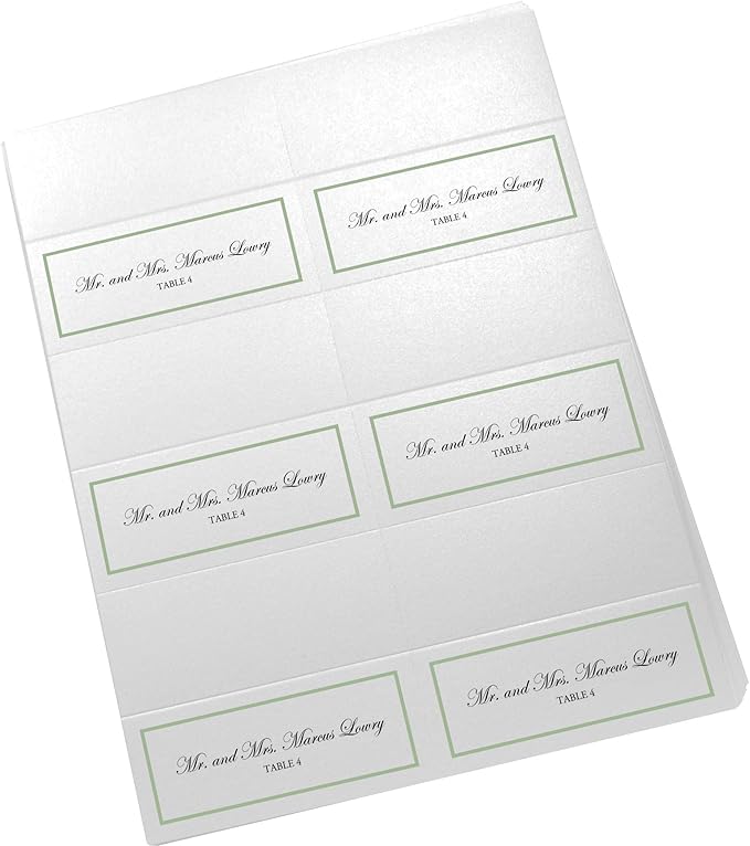 Single Line Border Printable Place Cards, Sage (Choose Color), Set of 150 (25 Sheets), Laser & Inkjet Printers - Wedding, Party, Dinner, and Special Events - Made in the USA