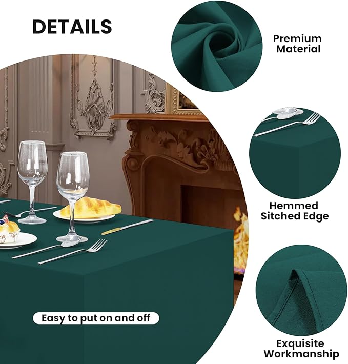 Ascoza 2 Pack Fitted Tablecloth for 6 Foot Rectangle 72 x 30 Inch Peacock Blue Table Covers Water Resistant Polyester Cloth for Folding, Parties,Display, Trade Show (Peacock Blue)