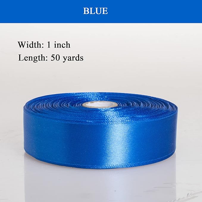 1 Inch Royal Blue Solid Satin Ribbon, 50 Yards Craft Fabric Ribbon for Gift Wrapping Floral Bouquets Wedding Party Decoration
