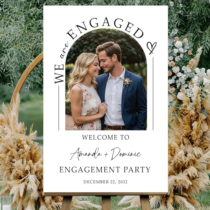 Personalized Engagement Welcome Sign – Minimalist Engagement Party Yard Sign – We’re Engaged Signs – Engagement Party Decorations for Couple - She Said Yes! (Version 8)