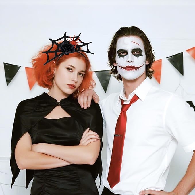 Halloween Headbands, Red Spider Web Hairband Halloween Accessories for Cosplay Woman Man (Spider Red)