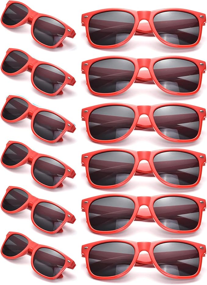 12 Pack Neon Colors Sunglasses Classic Retro Party Favors Sunglasses for Unisex Adult