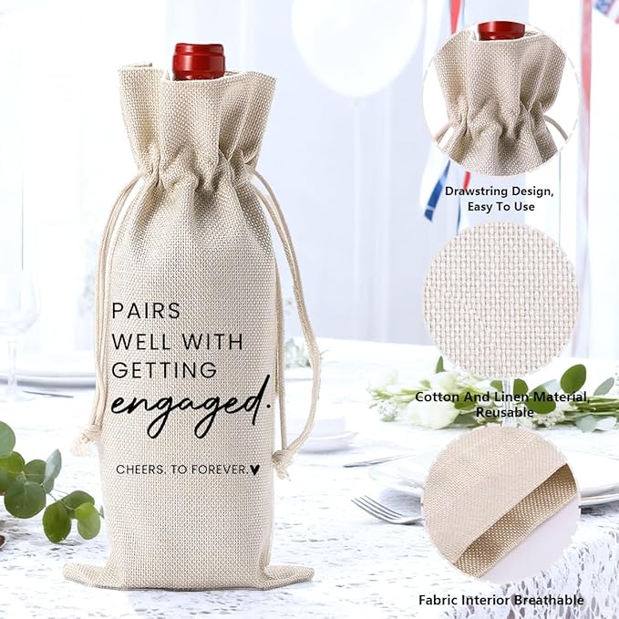 Engagement Gifts for Couples Her Engagement Party Decorations Gift for Couple Wine Bag Scented Candles Set Pairs Well with Getting Engaged Gifts Wine Bottle Bag