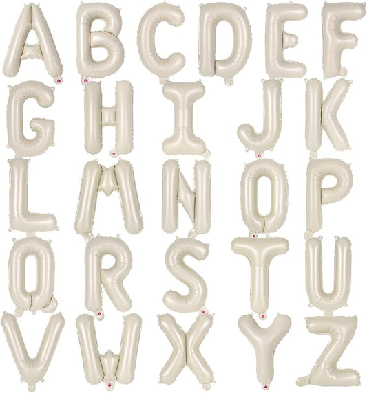 26 Pcs Cream Letter Balloons,16 Inch Foil Alphabet Letter Balloons,Letter A-Z Balloon Banner Custom Phrase Balloon for Birthday Party Wedding Anniversary Decoration (Cream 26pcs)