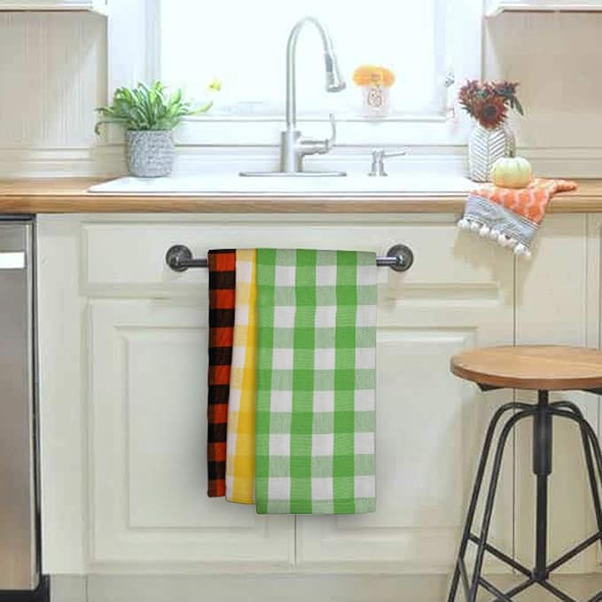 Urban Villa Cloth Napkins 100% Cotton Dinner Napkins Highly Absorbent 20x20 Inches (Set of 12) Multi Color Buffalo Checks Reusable Washable Soft Durable Premium Napkins Ideal for Home Wedding Parties