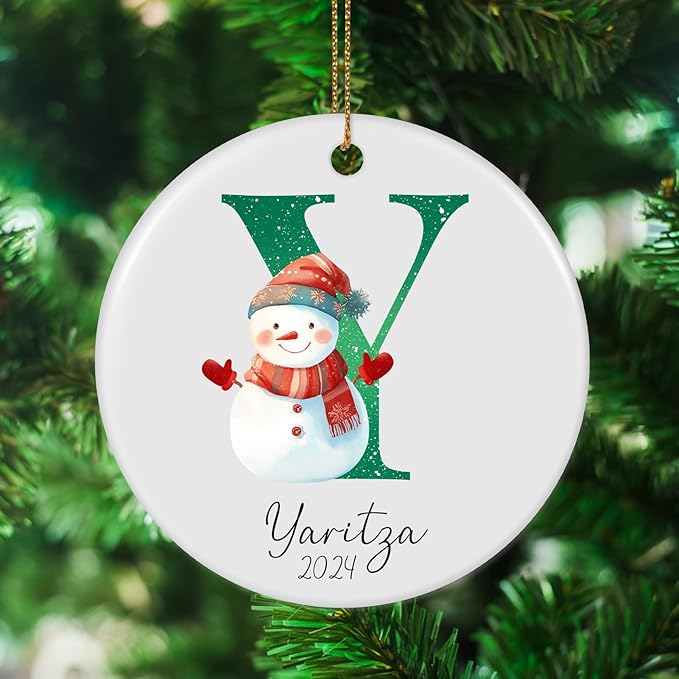 Letter Name Ornaments, Personalized Christmas Ornaments, Custom Initials Ornaments A-Z Monogram Ceramics Name Christmas Decorations