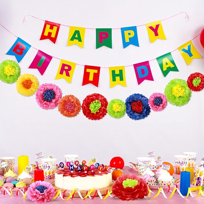 Tallew 18 Pieces Mexican Paper Tissue Flowers Colorful Fiesta Paper Flowers for Mexican Spring Floral Party Backdrop Baby Shower Wedding Birthday Party Craft for Wall