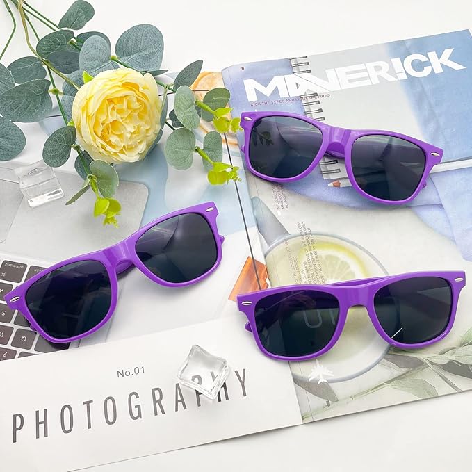 12 Pack Neon Colors Sunglasses Classic Retro Party Favors Sunglasses for Unisex Adult