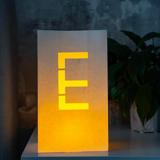Light Up Letter E - Luminary Bags Perfect for Personalized Happy Birthday Banner, Proposal Decorations, Engagement Party Decorations and Congratulations Banner for Your Loved One