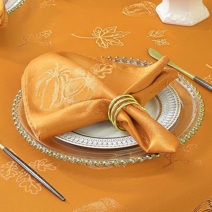 MATIRUG Fall Thanksgiving Napkins Square 20x20 Inches Set of 4, Pumpkin Damsk Waterproof Washable Dinner Table Napkins for Autumn Harvest Party Banquet Dinning/Honey