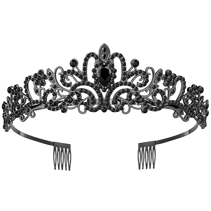 Tiara Crown for Women, Queen Tiara for Birthday Prom Bridal Party Custome Black