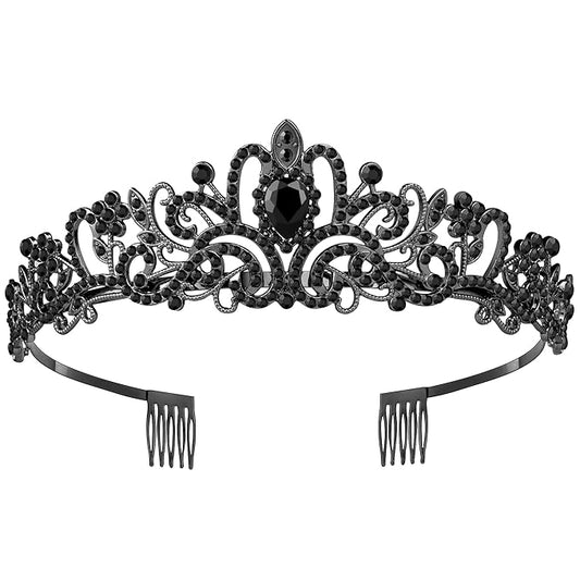 Tiara Crown for Women, Queen Tiara for Birthday Prom Bridal Party Custome Black
