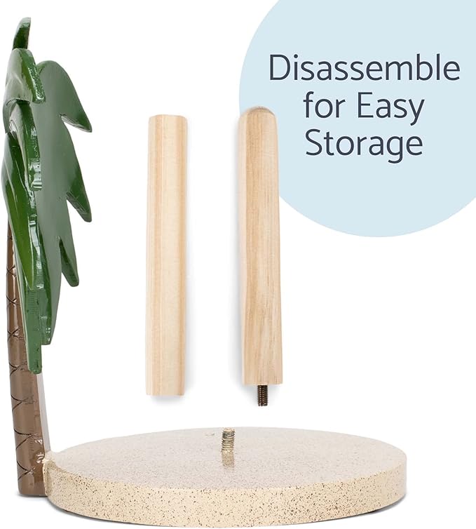 Elanze Designs Palm Tree 12 inch Resin and Wood Paper Towel Holder