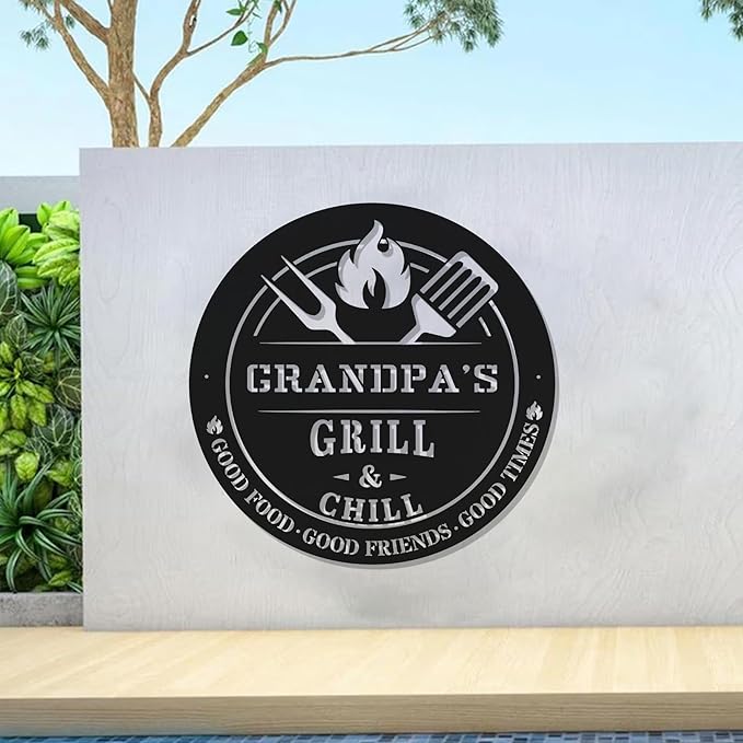 Personalized BBQ Metal Sign – Custom Grill Name Plaque, Outdoor Barbecue Decoration, Vintage Man Cave Wall Art, Backyard Bar, Housewarming Gift for Dad, Grandpa, Husband, Patio Decor