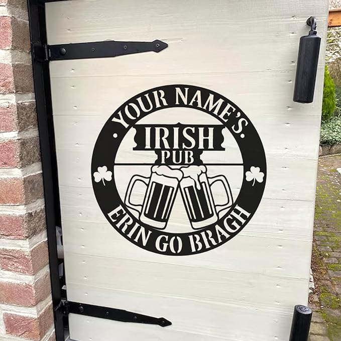 Personalized Irish Pub Metal Sign - Custom Bar Wall Art with LED, Vintage Tavern Decor for Home, Man Cave, Basement, St. Patrick’s Day Gifts for Men, Dad, Papa, Grandpa, Beer Lovers