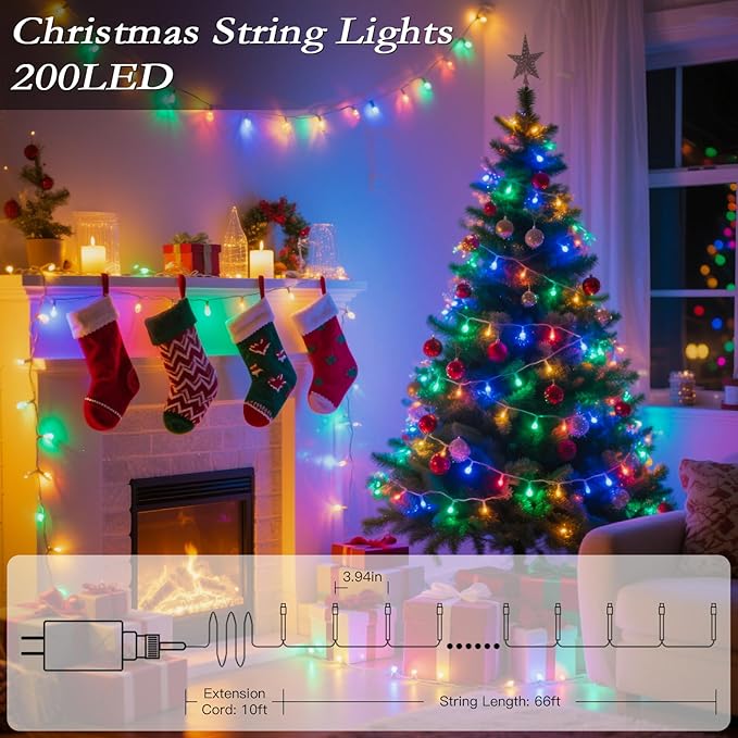 132FT 400 LED Christmas Tree Lights, Bright Multicolor Outdoor Christmas String Lights for House, Fairy Lights with 8 Modes, Waterproof & Durable Indoor Outdoor Decor, Timer Included