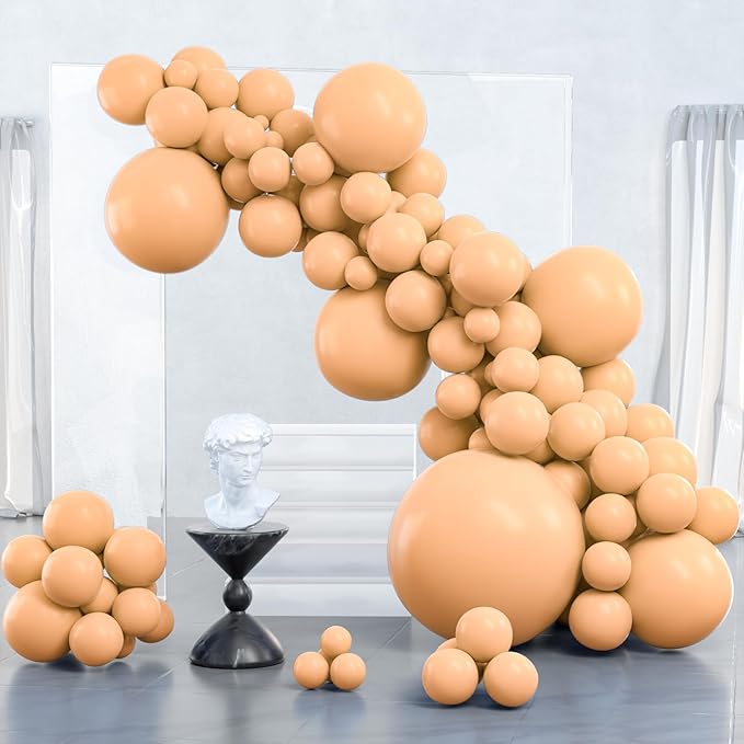 PartyWoo Nude Balloons 100 pcs Different Sizes Pack of 36 18 12 10 5 Inch Beige Apricot Balloon Arch Kit Garland for Thanksgiving Graduation Baby Shower Boho Theme Birthday Party Decorations Nude-Y103