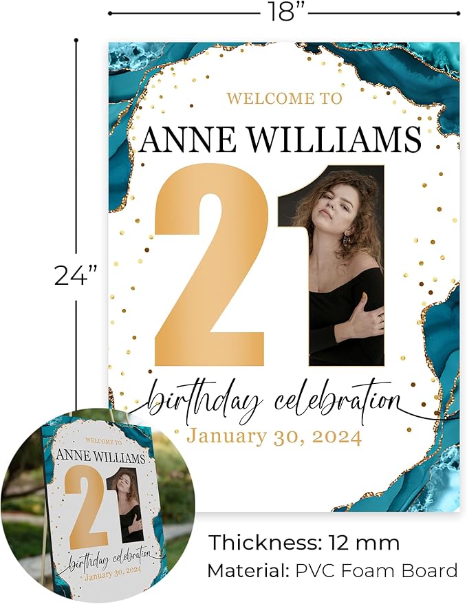 18"x24" Custom Welcome Sign for Party, Personalized Welcome Sign for Birthday Party, Custom Sign in Acrylic, Foam Board, or Coroplast Welcome Signs B (Design B)