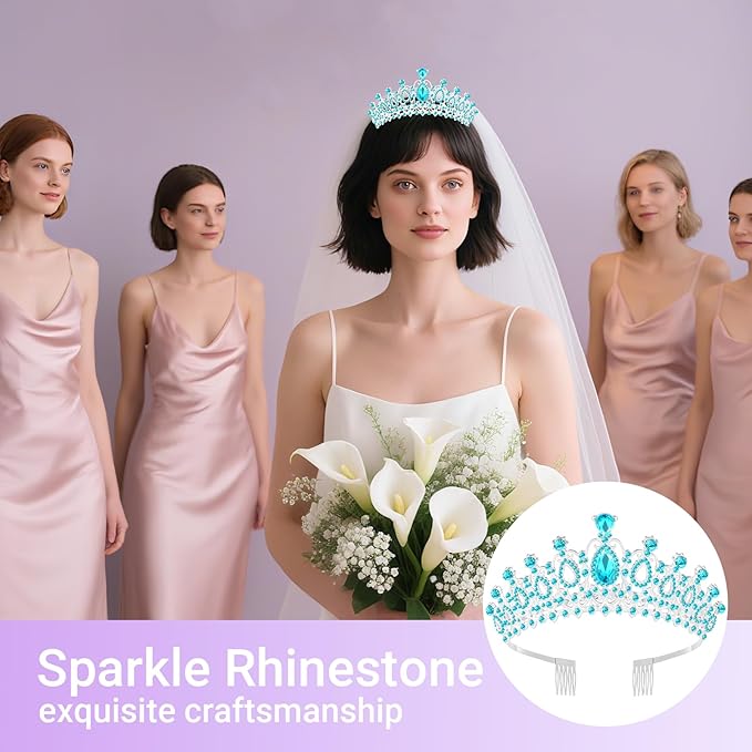 Tiara Crown for Women, Queen Tiara for Birthday Prom Bridal Party Custome Blue