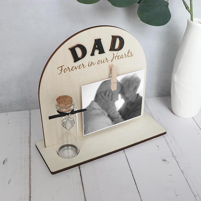 Personalized Loss of Loved One Photo Frame Memorial，Custom lock of Hair Keepsake Jar,Remembrance，Bereavement,Sympathy Gift for Lost Mom, Dad,Friends, Sisters, Grandparents (dad C1)