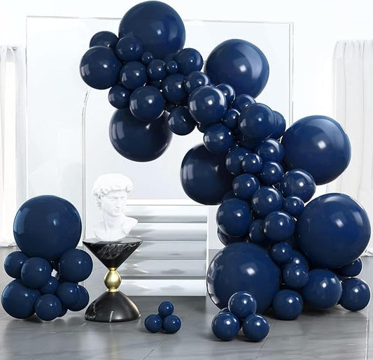PartyWoo Navy Blue Balloons 100 pcs Different Sizes Pack of 18 12 10 5 Inch Pearl Dark Blue Balloon Arch Kit Garland for Graduation Wedding Baby Shower Birthday Party Decorations Blue-Z90