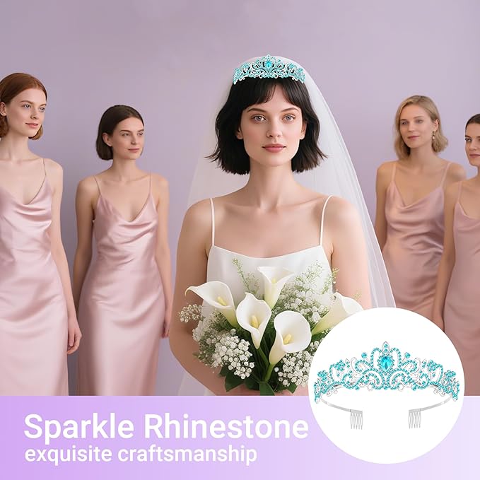 Tiara Crown for Women, Queen Tiara for Birthday Prom Bridal Party Custome Blue