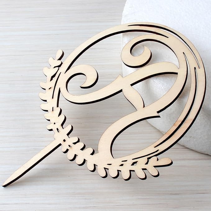 LINGTEER Personalized Inital Letter A Wooden Cake Topper Perfect for Birthday Rustic Wedding Anniversary Party Keepsake Decoration