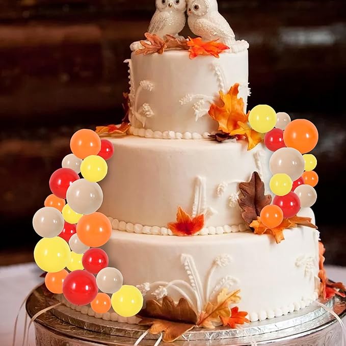 BEISHIDA 40 Pcs Ball Cake Toppers Mini Balls Cake Decorations Sticks Foam Balls DIY Cake Topper Insert Balls for Fall Autumn Harvest Thanksgiving Birthday Baby Shower Cake Decorations