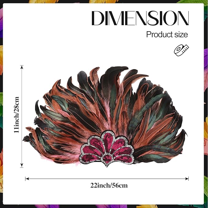 Women's Carnival Feather Headpieces Sequin Headdress for Wedding Masquerade Party Cosplay Feather Headbands