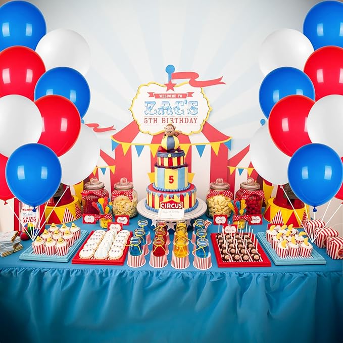 Blue Red White Balloons, 12 Inch Dark Blue Matt Red and Ivory Latex Helium Balloon for Baseball Cartoon Birthdays Labor Patriotic Theme 4th of July Decorations Independence Day Party Decorations