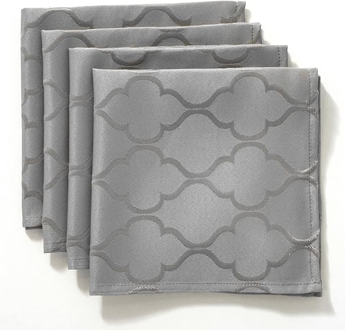 SASTYBALE Jacquard Tablecloth Flower Patterns Polyester Table Cloth Spill Proof Dust-Proof Wrinkle Resistant Table Cover for Kitchen Dining Tabletop Decoration (Grey, 20X20 Napkin)