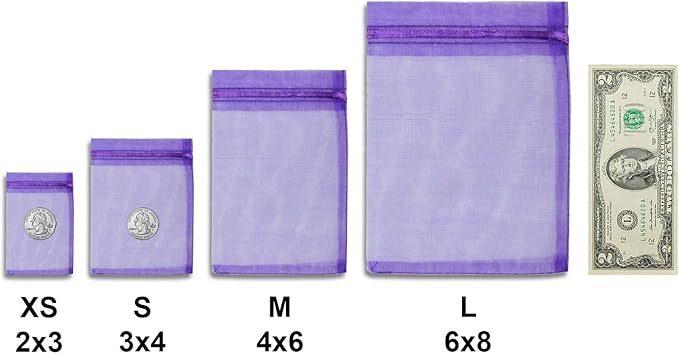 TheDisplayGuys 100-Pack 6x8 Purple Sheer Organza Gift Bags with Drawstring, Jewelry Candy Treat Wedding Party Favors Mesh Pouch
