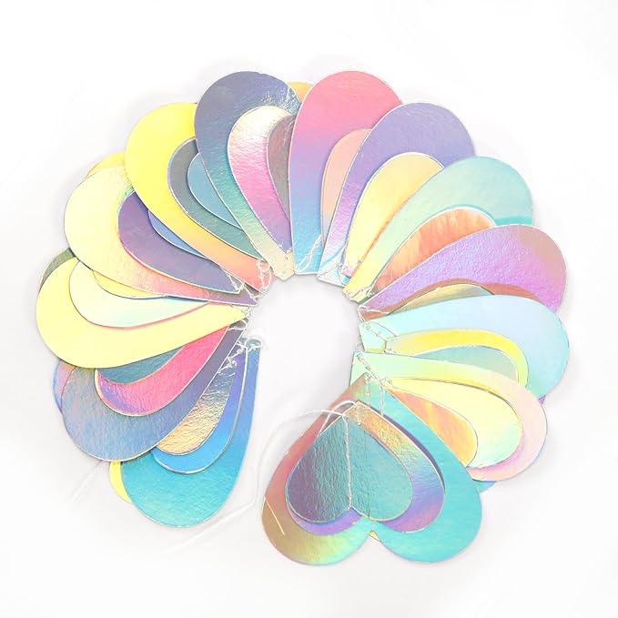 Iridescent Disco-Holograpic Party-Decorations Heart Garland - 56Ft Neon Galentines Love Hanging Streamers Banner,Wedding Bachelorette Birthday Engagement Bridal Baby Shower Backdrop Decor Burgleda
