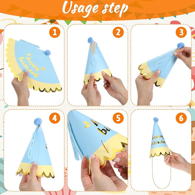 20 Pcs Birthday Party Hats and Sunglasses Set, Happy Birthday Cone Hats & Sunglasses Rainbow Party Cone Hat with Pom Poms for Adults & Kids Photo Props Parties Decor Favors Supplies