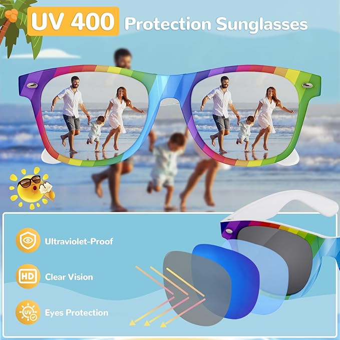 Black Sunglasses Party Favors - 12 Pack Sunglasses Bulk for Wedding Graduation Birthday Pool Beach Party Supplies