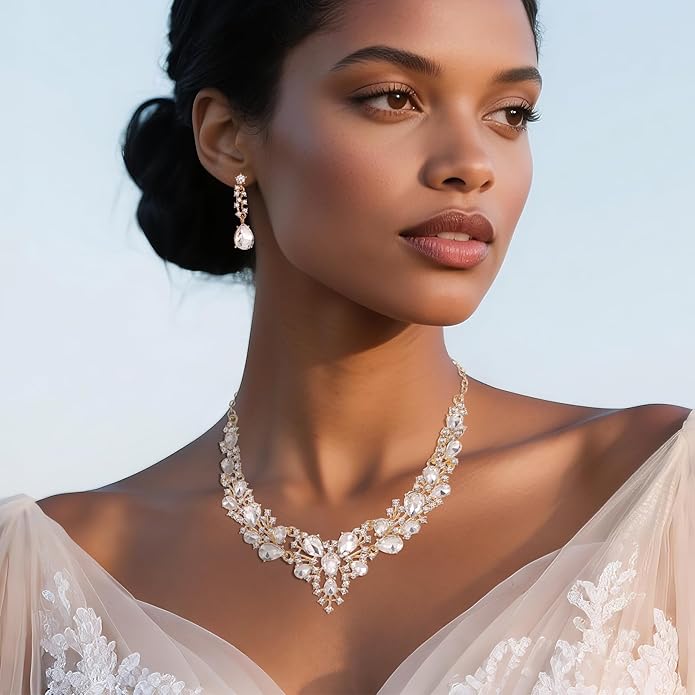 Kamirola Tiaras and Crowns for Women,Tiaras Earrings Necklace, Crystal Bridal Jewelry Set（TR83