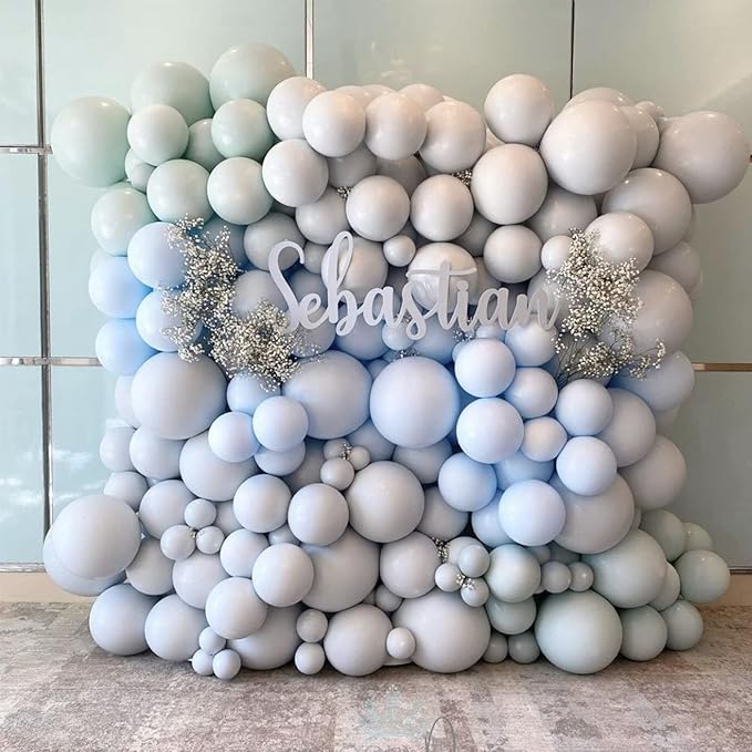 130pcs Dusty Blue Balloons Different Sizes 18" 12" 10" 5" Slate Blue Balloons for Boys Girls Baby Shower Wedding Anniversary Graduation Engagements Birthday Party Decorations