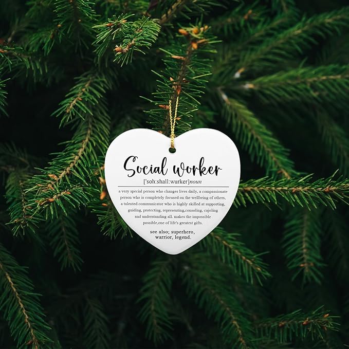 Social Worker Gifts for Women Christmas Ornaments Social Worker Graduation Appreciation Studies Teacher Gifts Coworker Leaving Going Away Gift for Coworkers Christmas Tree Decoration