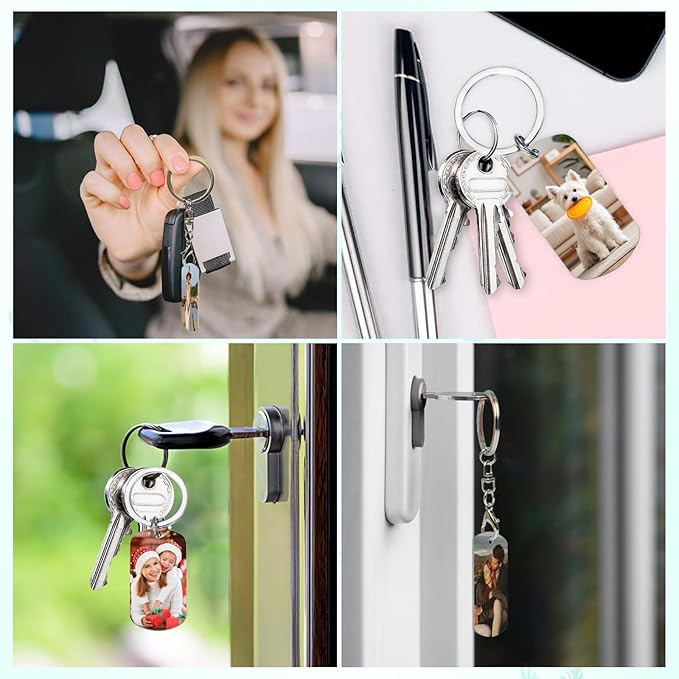 Custom Keychain with Picture Double Side Personalized Engraving Photo LOGO Text Customized Gifts for Boyfriend Men Women