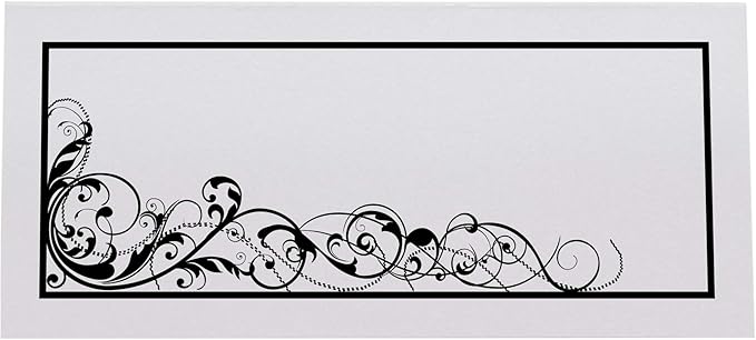 Scribble Vintage Swirl Printable Place Cards, Black (Choose Color), Set of 60 (10 Sheets), Laser & Inkjet Printers - Wedding, Party, Dinner, and Special Events - Made in the USA