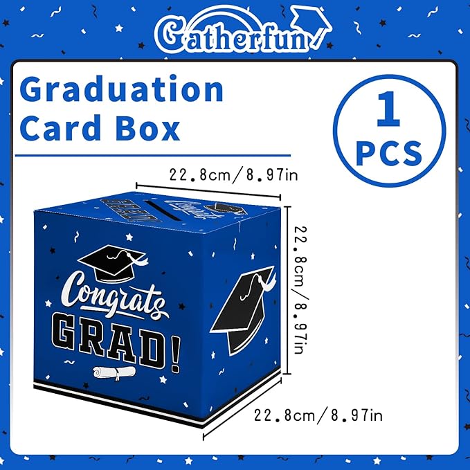 Gatherfun Graduation Decorations 2025 Graduation Box Graduation Card Box for Graduation Gift Graduation Party Favors Decor Party Supplies Blue