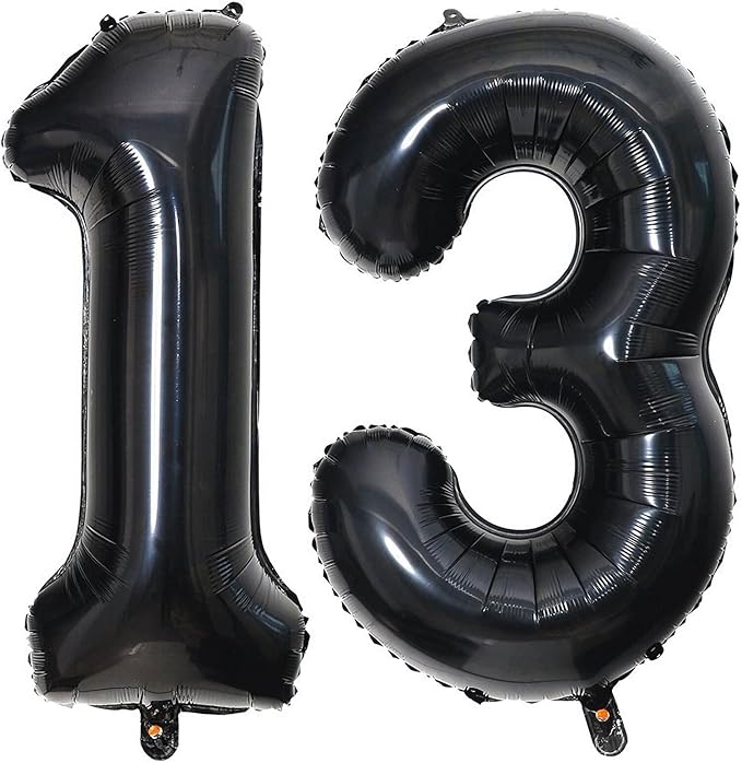 40 Inch Black 13 Number Balloons Giant Jumbo Huge 13 or 31 Foil Mylar Helium Number Digital Balloons Black Birthday Mylar Digital Balloons 13th 31st Birthday Anniversary Events Party Decorations