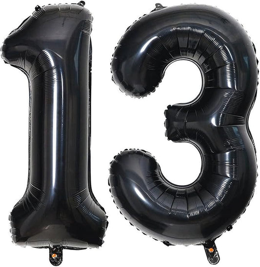 40 Inch Black 13 Number Balloons Giant Jumbo Huge 13 or 31 Foil Mylar Helium Number Digital Balloons Black Birthday Mylar Digital Balloons 13th 31st Birthday Anniversary Events Party Decorations