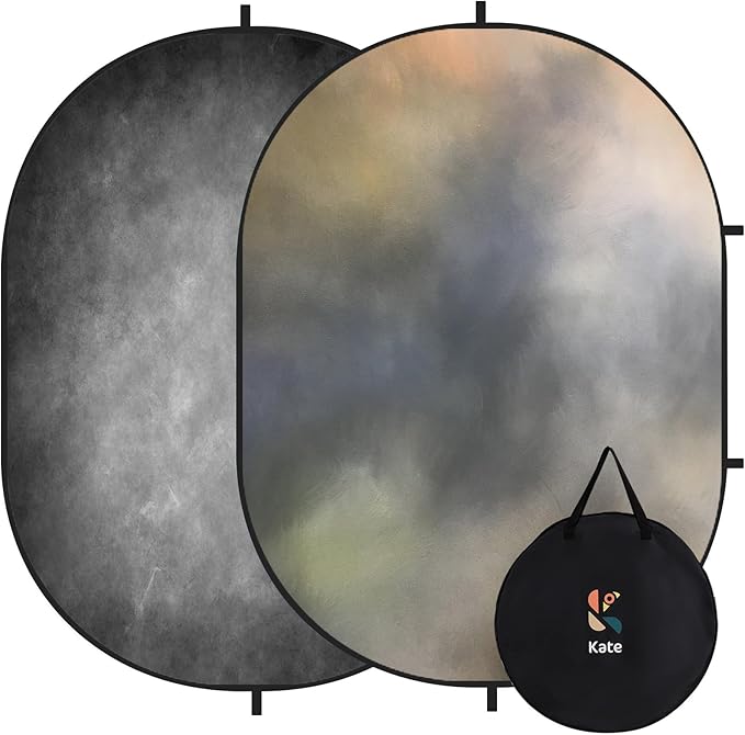 Kate Collapsible Backdrop Pop Up Backdrops Grey Foldable Background for Portrait Photography, Video, 5x6.5ft