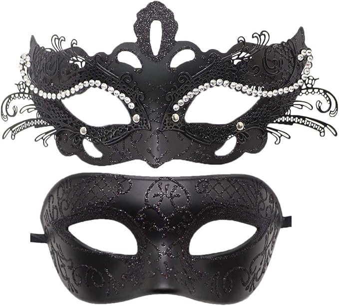Coolwife Couples Masquerade Masks Metal Venetian Mardi Gras Party Evening Prom Costume Mask