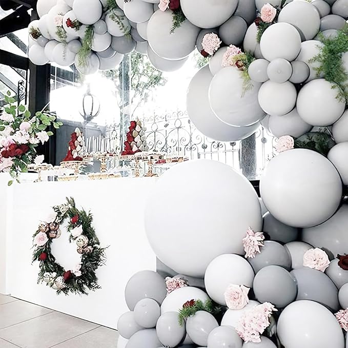 PartyWoo Grey Balloons 50pcs 12 Inch Light Pastel Pale Gray Latex Helium Balloons for Baby Shower Engagement Anniversary Graduation Wedding Bachelorette Birthday Retirement Party Decorations Gray-Y76
